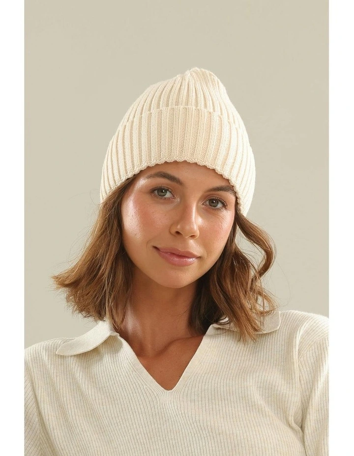 Mia Wool Blend Beanie in Bisque image 3