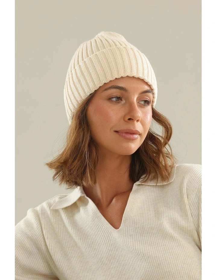 Mia Wool Blend Beanie in Bisque image 5