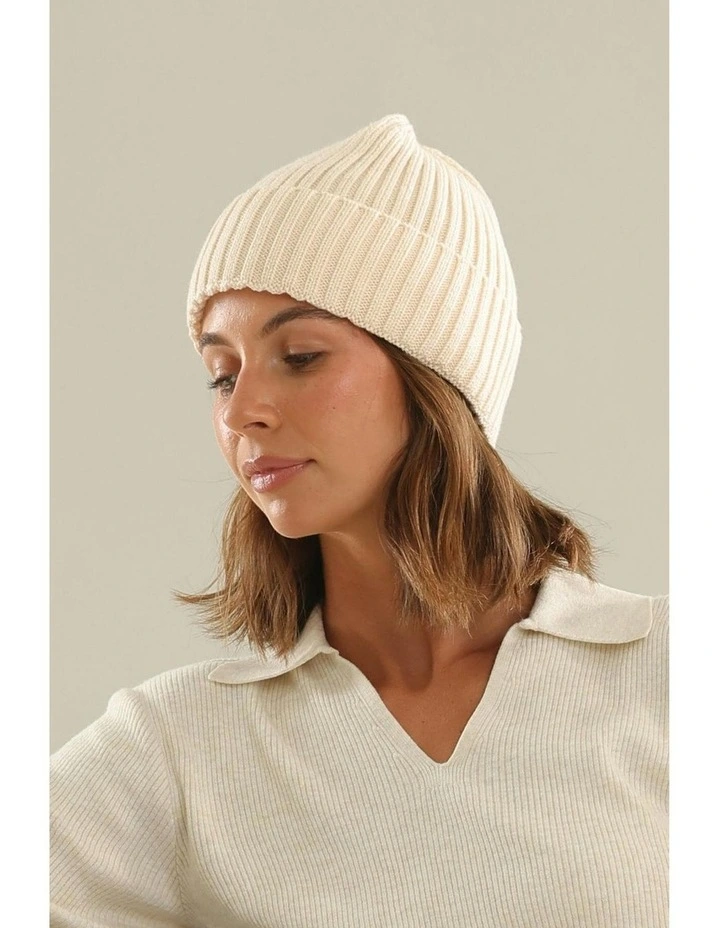 Mia Wool Blend Beanie in Bisque image 7