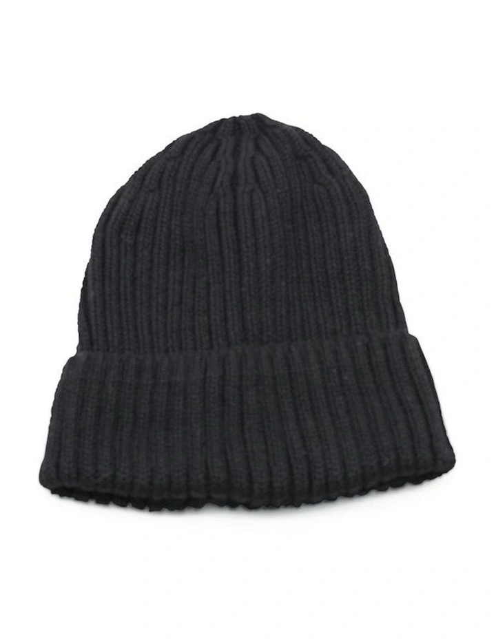 Mia Wool Blend Beanie in Black image 3