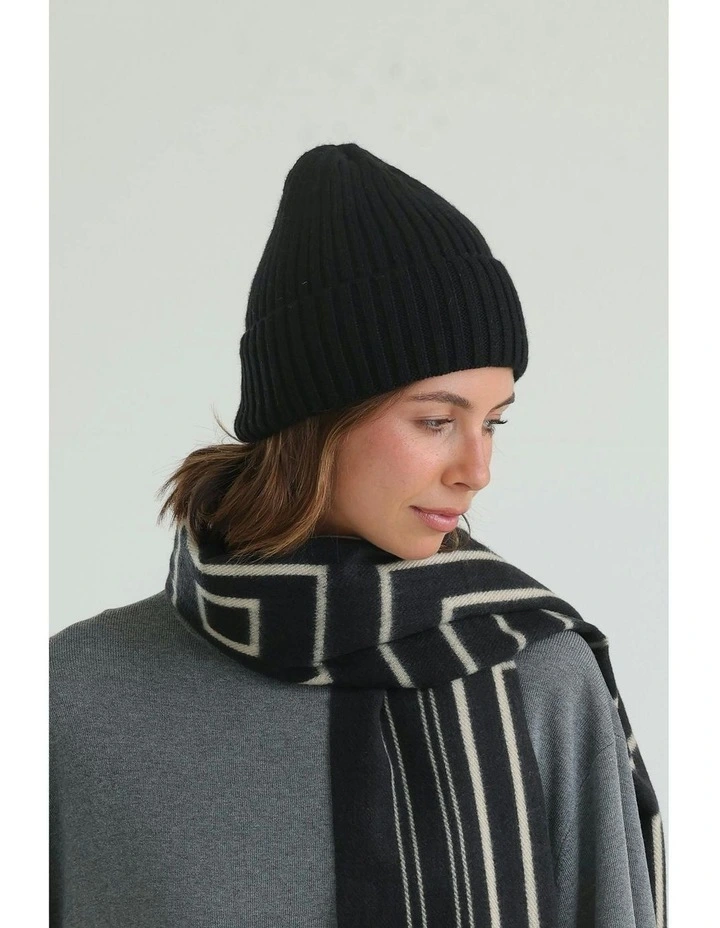 Mia Wool Blend Beanie in Black image 4