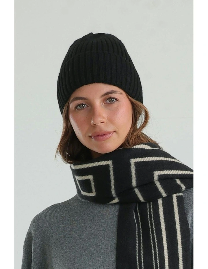 Mia Wool Blend Beanie in Black image 5