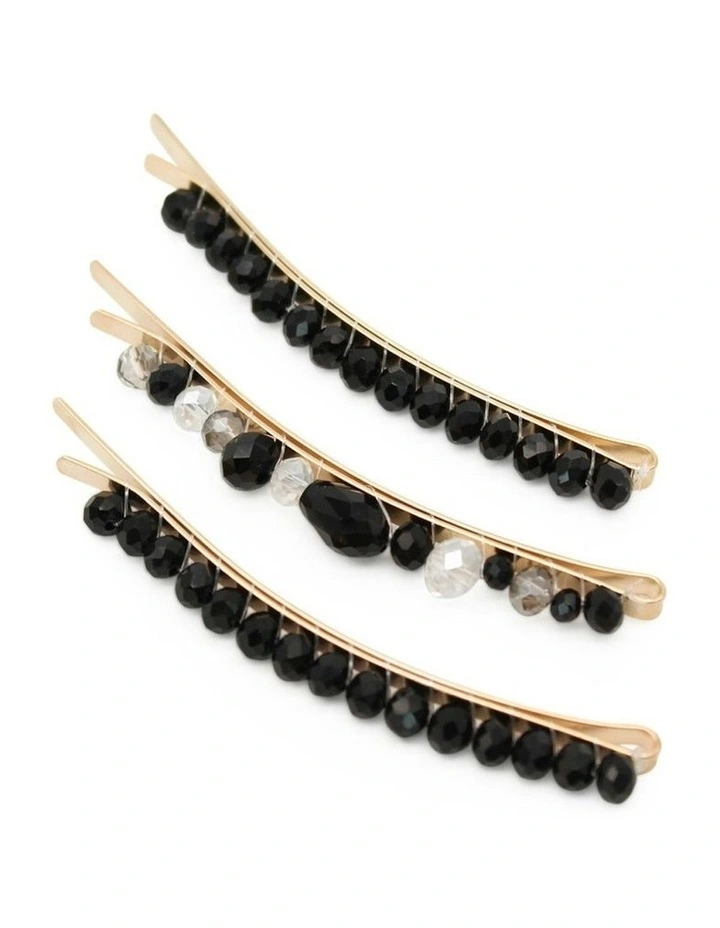 Trinity Hair Clip Set in Black image 2