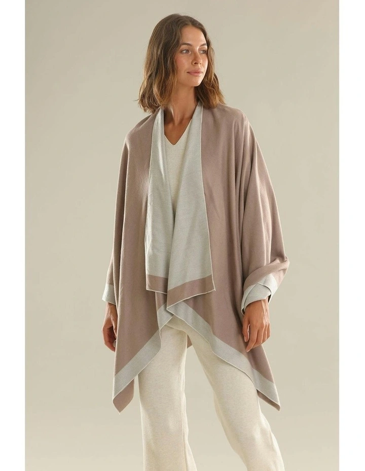 Leonora Poncho in Camel and Beige image 2