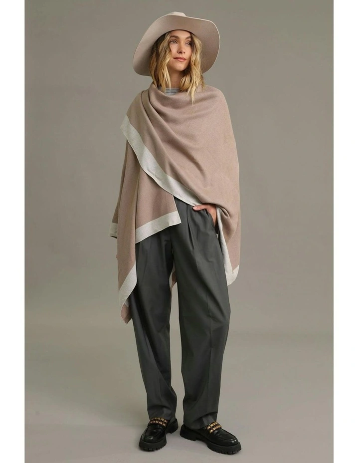 Leonora Poncho in Camel and Beige image 6