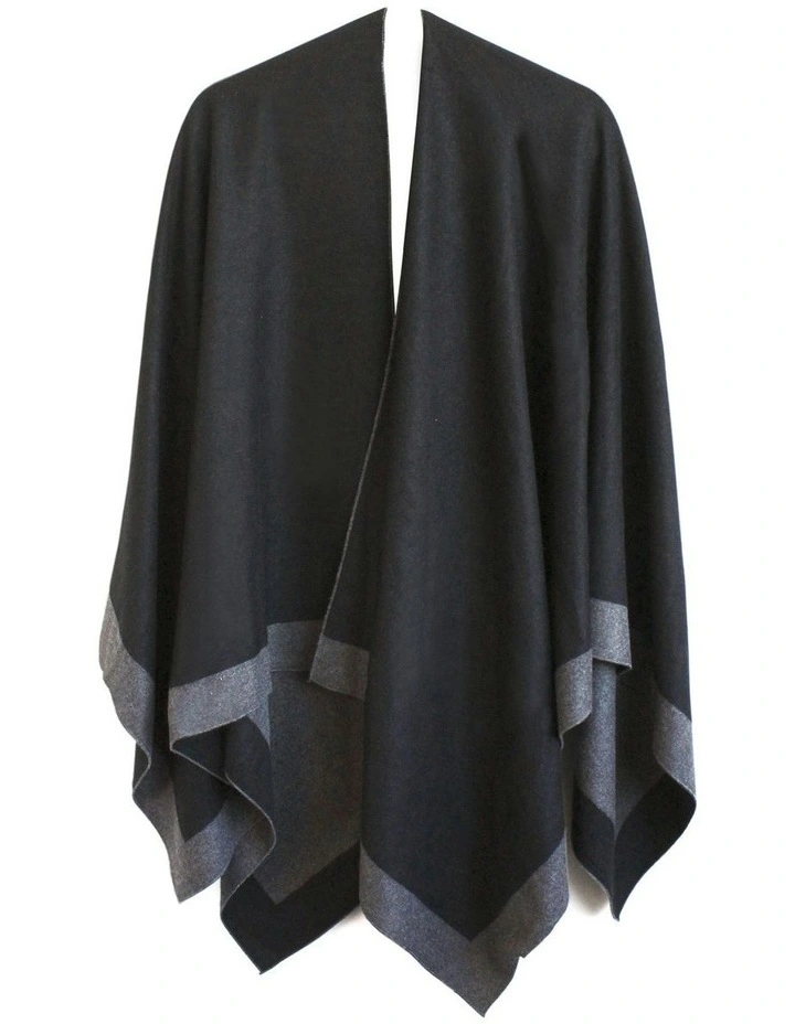 Leonora Poncho in Charcoal and Black image 1