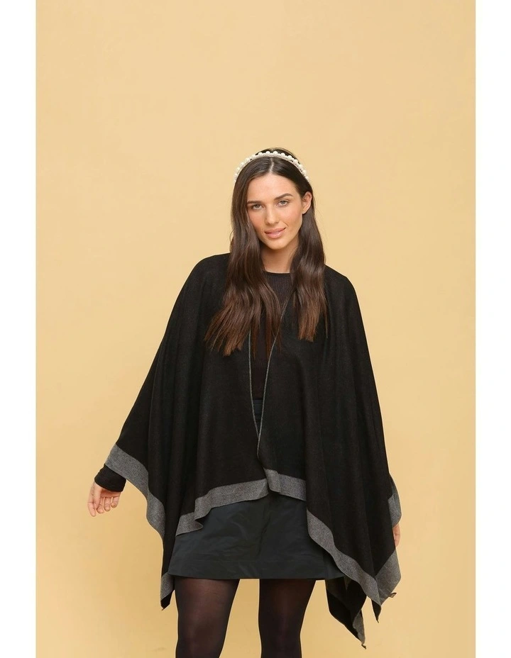 Leonora Poncho in Charcoal and Black image 3