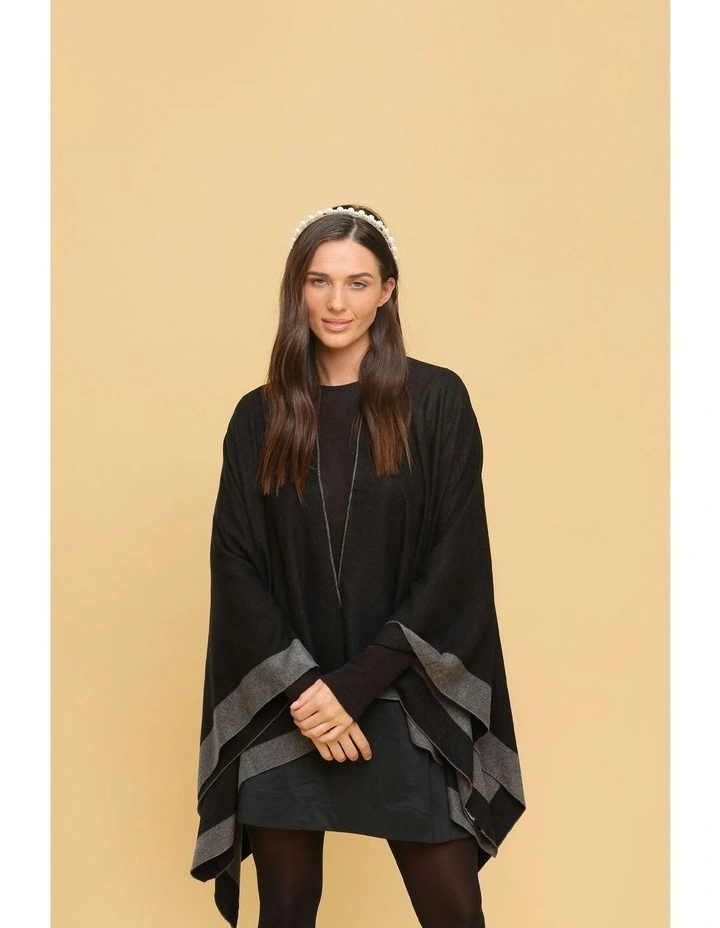 Leonora Poncho in Charcoal and Black image 5