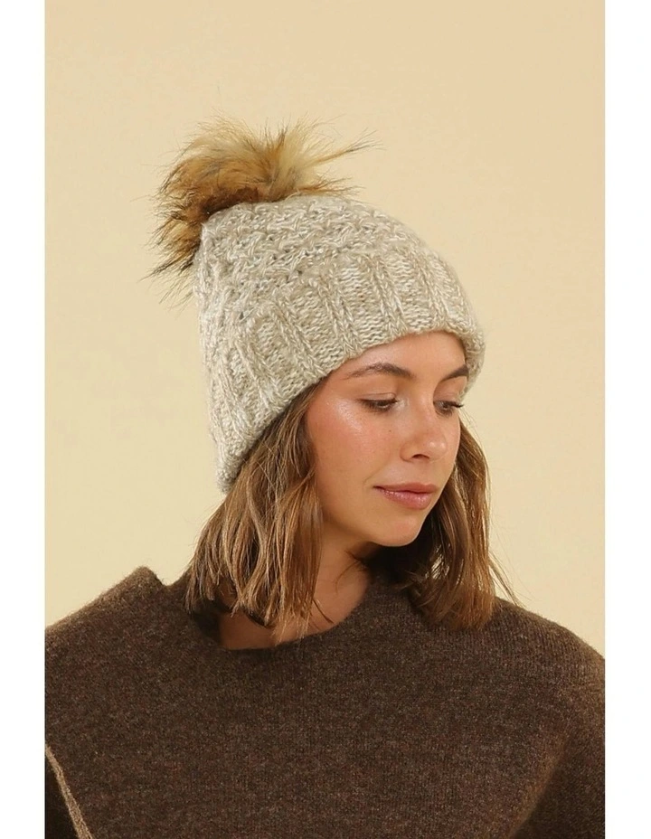 Olive Beanie in Natural image 3