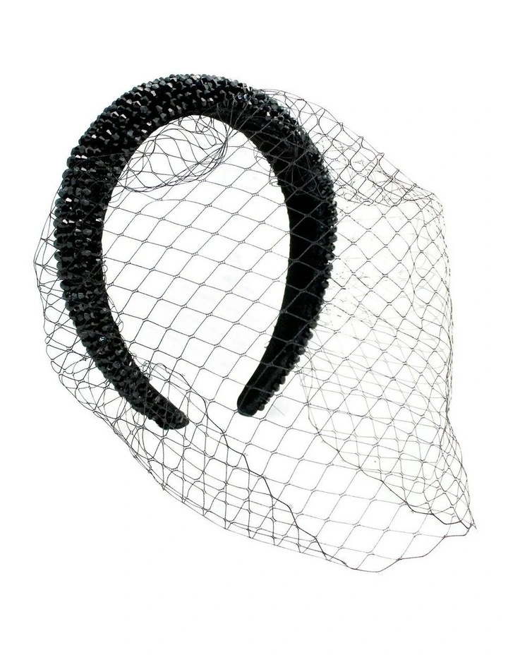 Haven Headband Veil in Black image 1