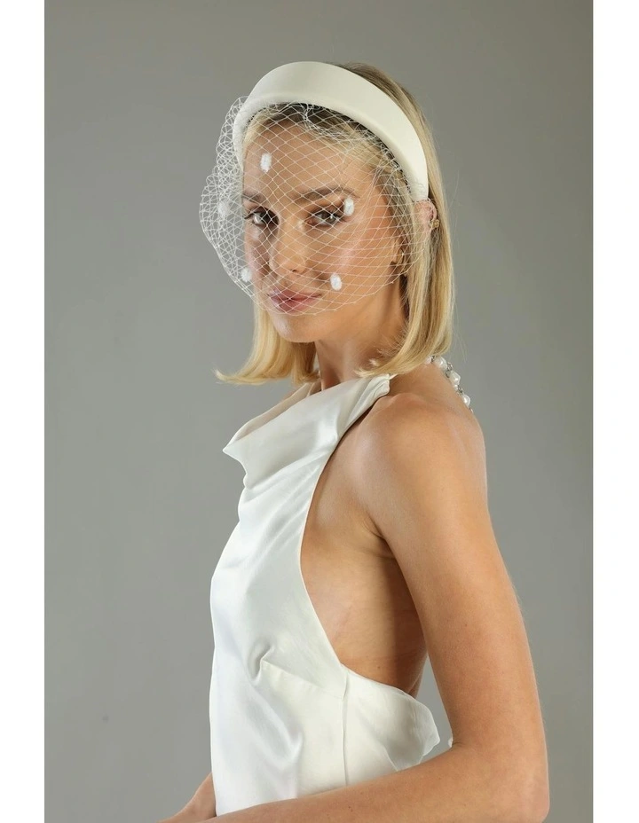 Lilah Veil Headband in White image 2