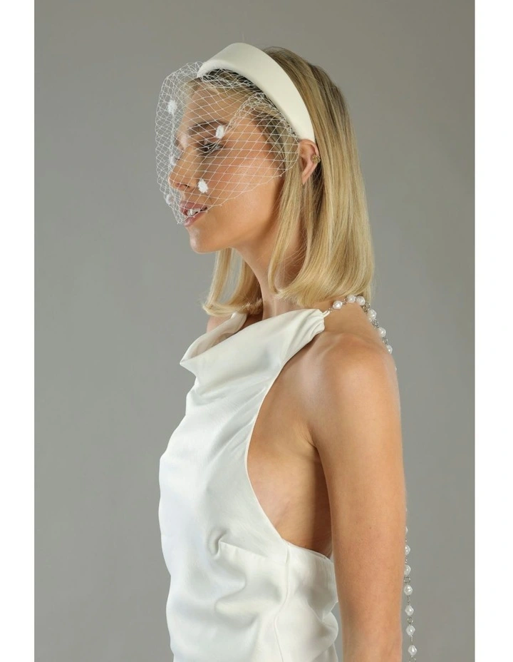 Lilah Veil Headband in White image 3