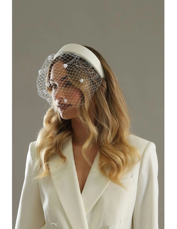 Lilah Veil Headband in White image 7