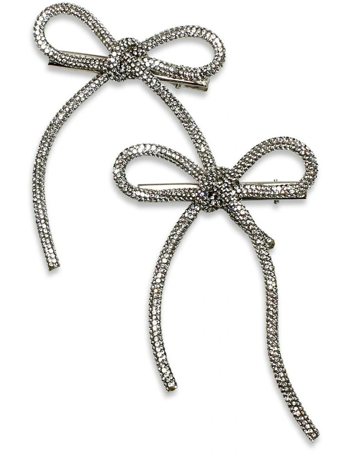 Dorothea Hair Bow Set in Silver image 1