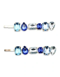 Rebekah Hair Clip Set in Blue