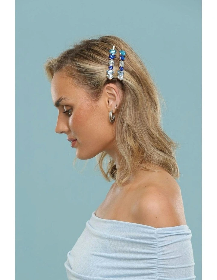 Rebekah Hair Clip Set in Blue image 2