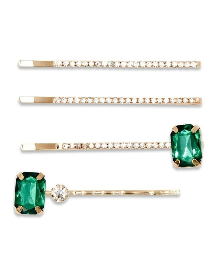 Cornelia Hair Clip Set in Emerald Green image 1