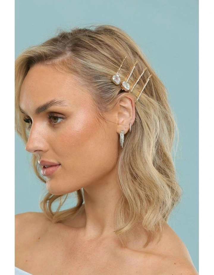 Cornelia Hair Clip Set in Silver image 2