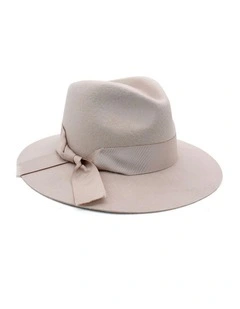 Penelope Wool Felt Fedora in Beige