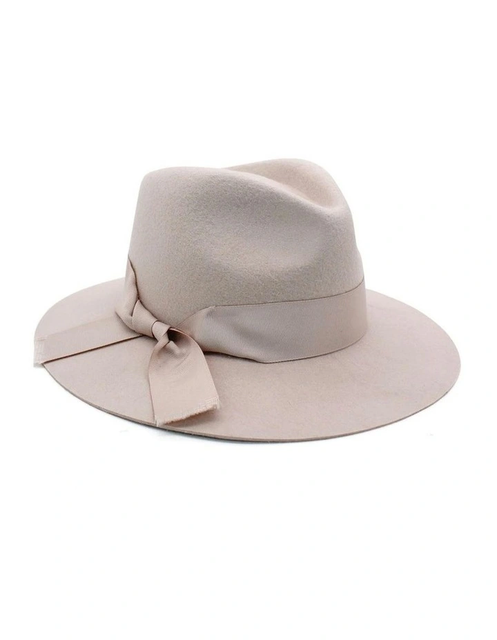 Penelope Wool Felt Fedora in Beige image 1
