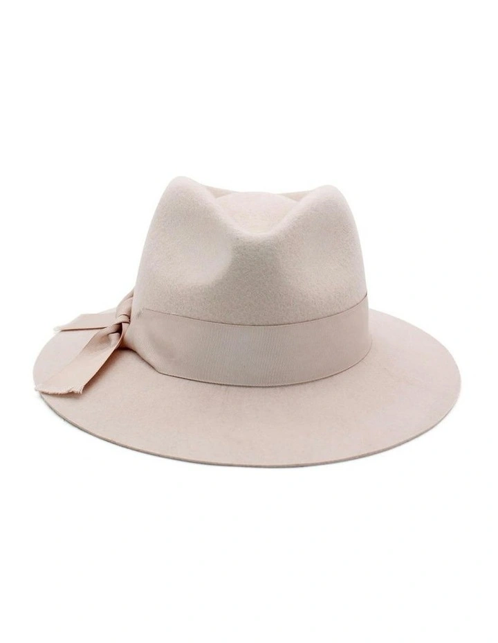 Penelope Wool Felt Fedora in Beige image 4