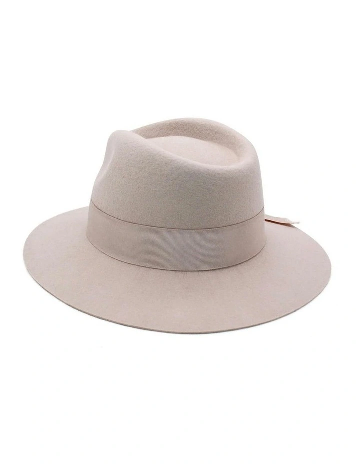 Penelope Wool Felt Fedora in Beige image 6