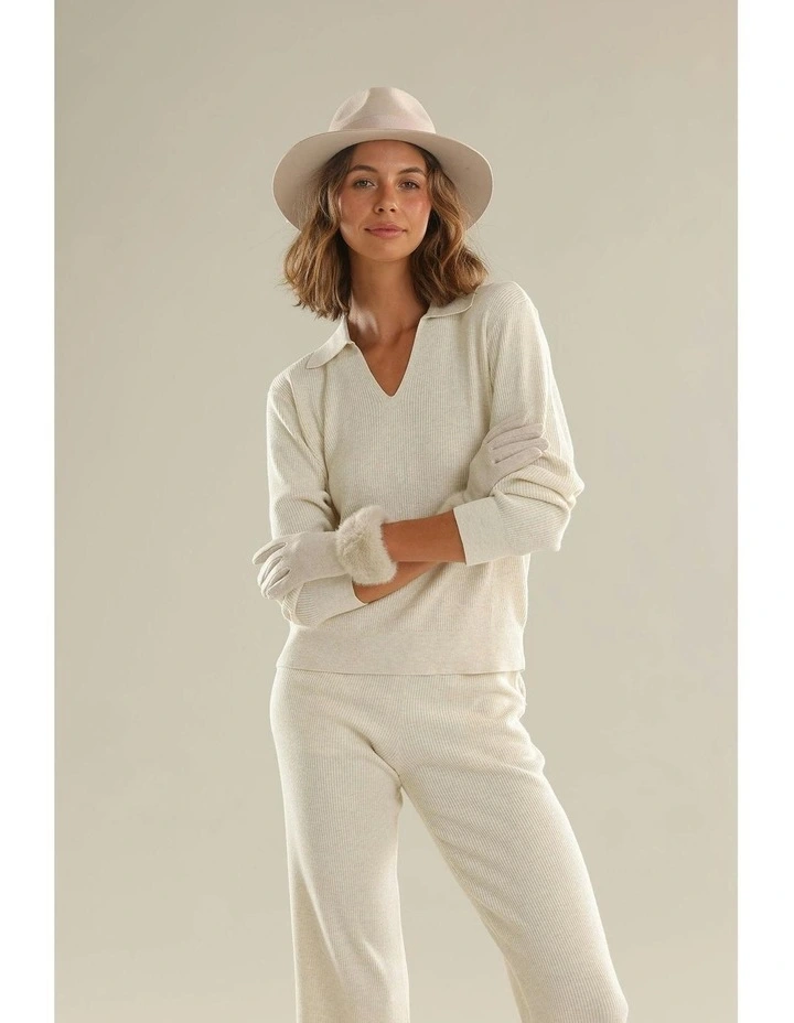 Penelope Wool Felt Fedora in Beige image 7