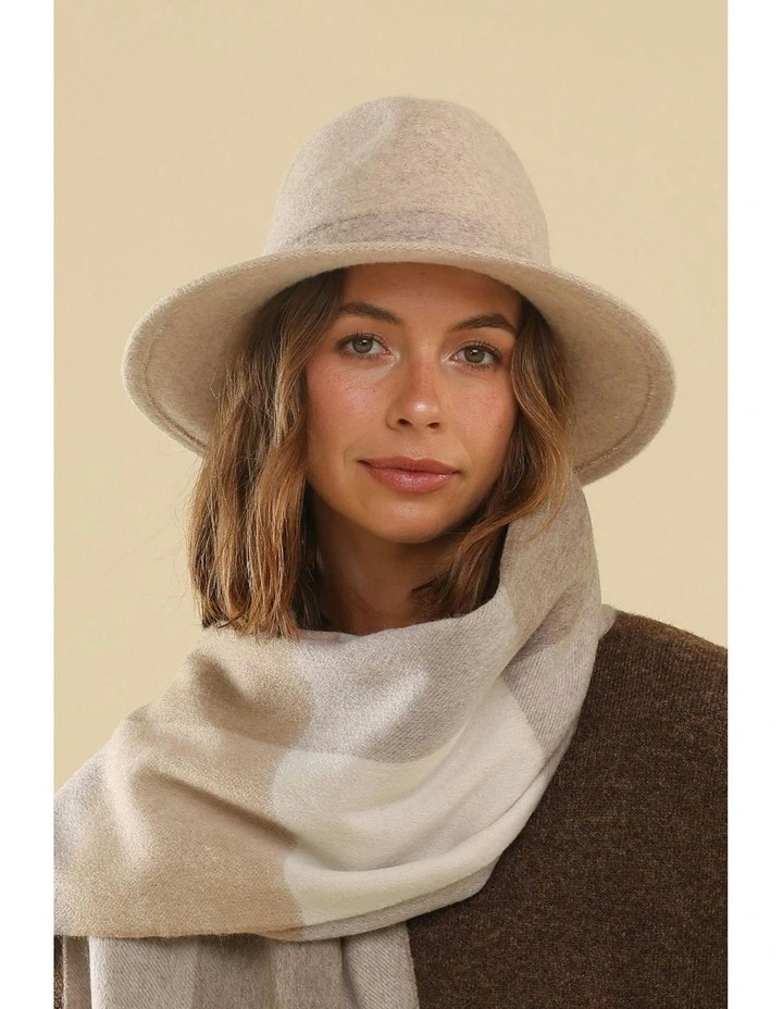 Mary Soft Wool Fedora in Beige image 2