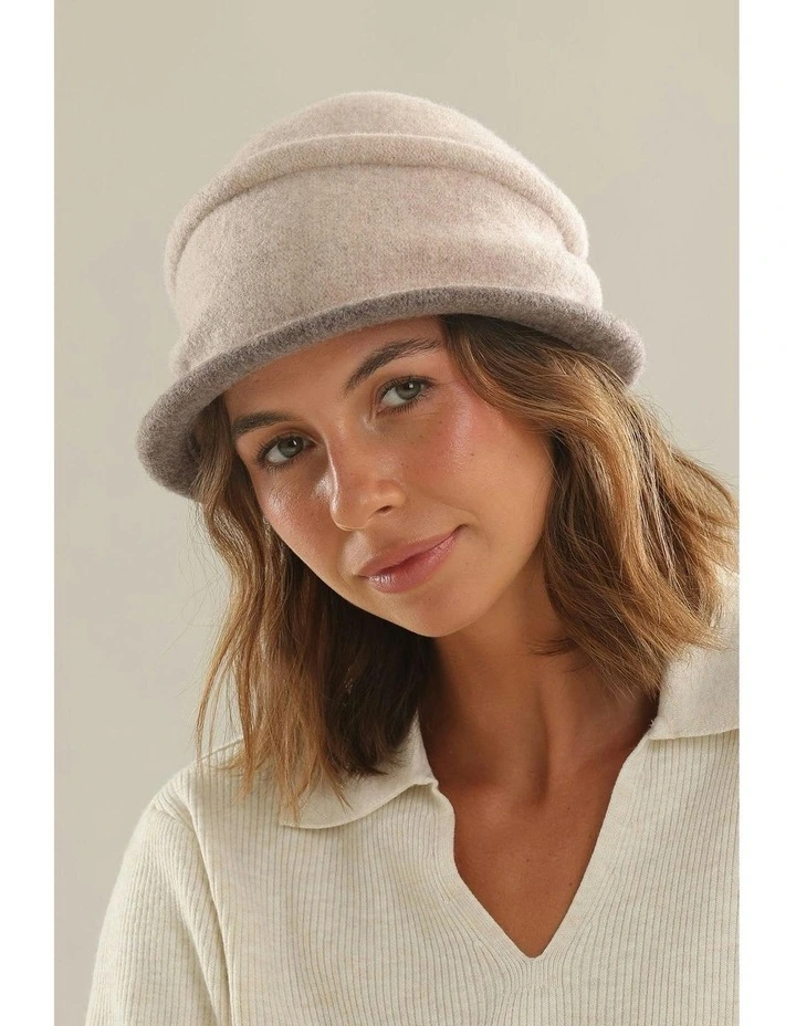 Renata Wool Cloche Hat in Beige image 2