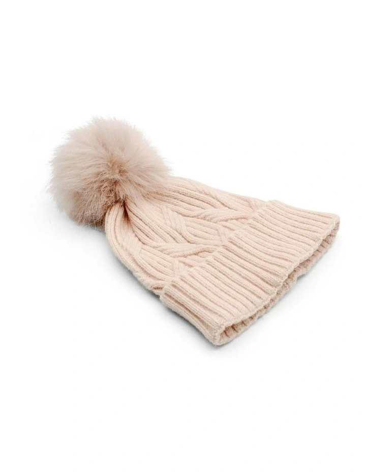 Miranda Cable Knit Beanie in Beige Bisque image 2
