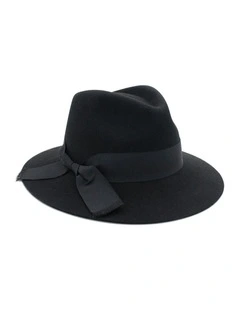 Penelope Wool Felt Fedora in Black