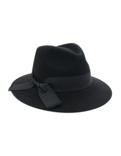 Penelope Wool Felt Fedora in Black