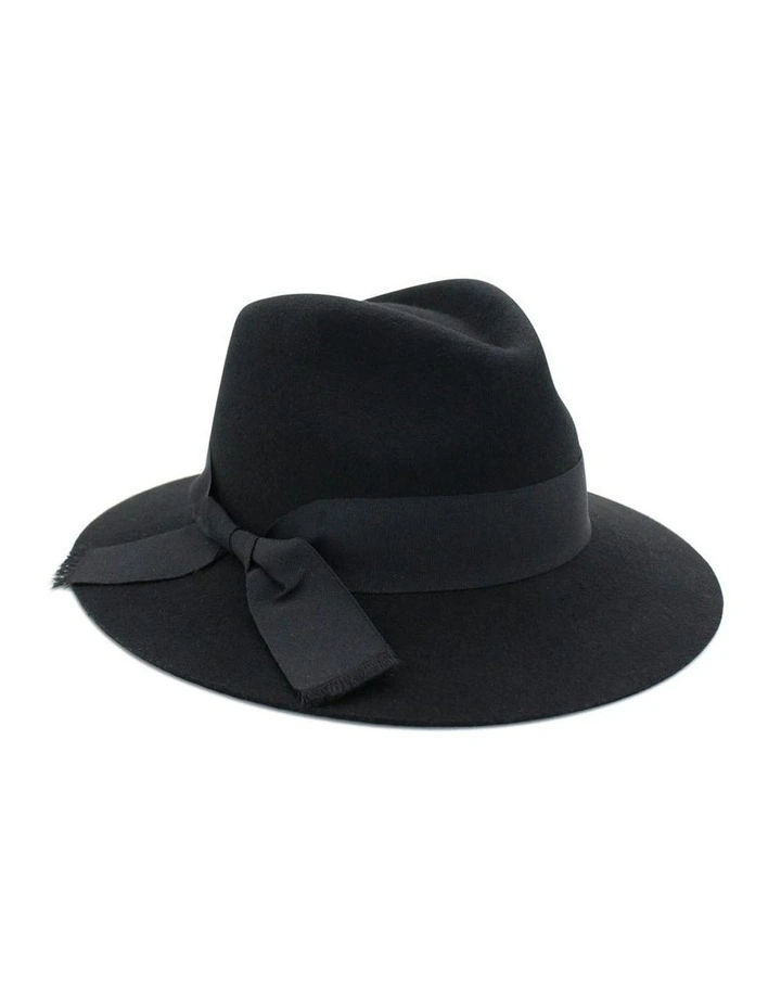 Penelope Wool Felt Fedora in Black image 1