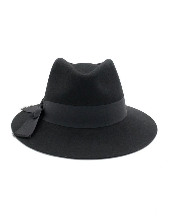 Penelope Wool Felt Fedora in Black image 3