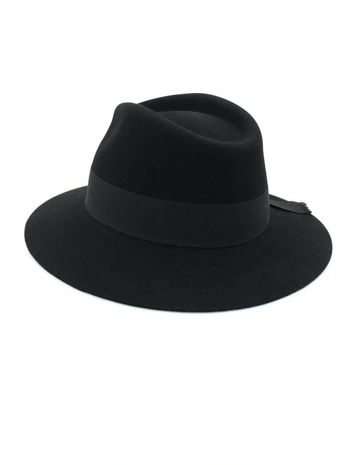 Penelope Wool Felt Fedora in Black image 5