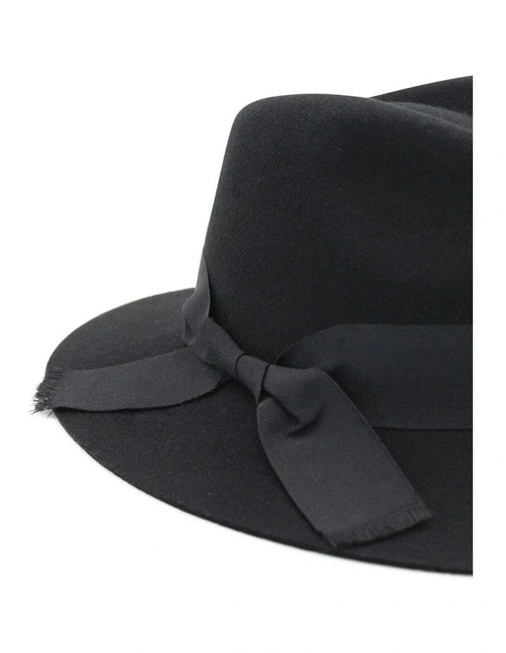 Penelope Wool Felt Fedora in Black image 7