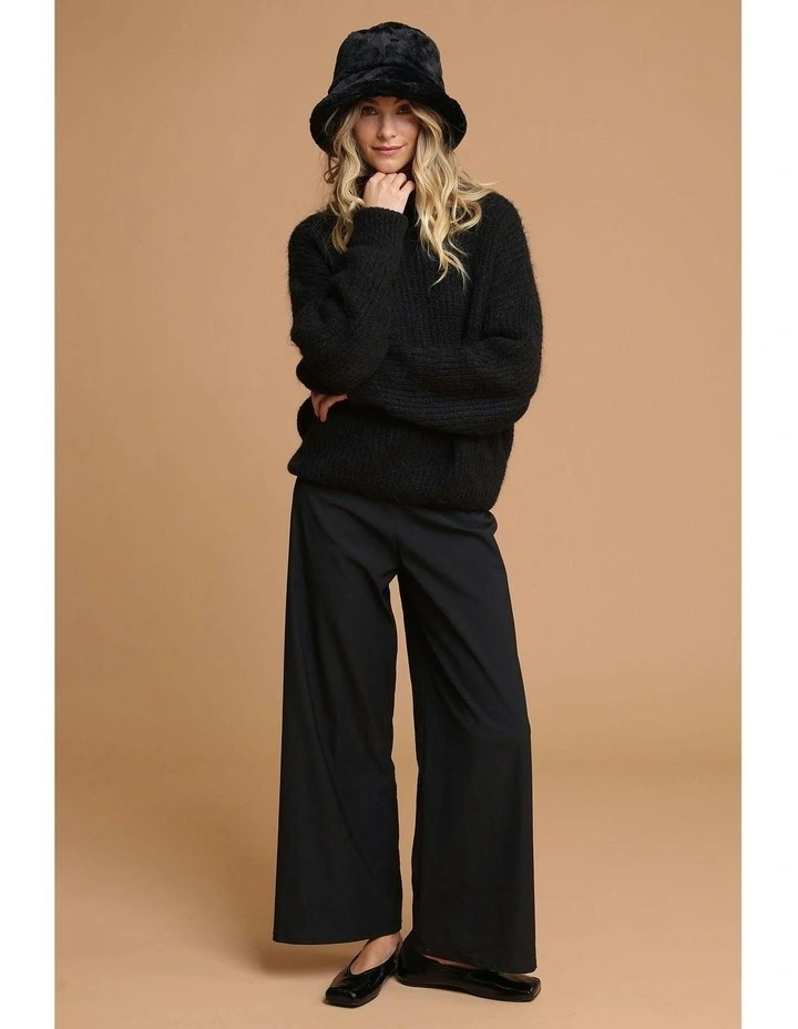 Carla Faux Fur Bucket Hat in Black image 4