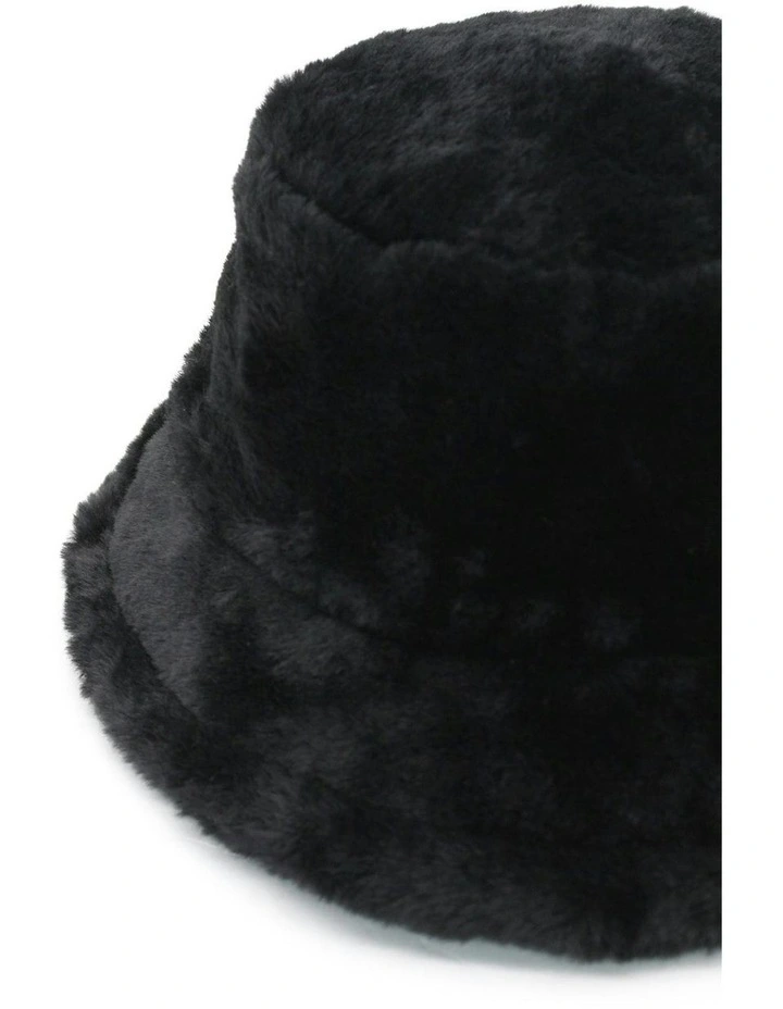 Carla Faux Fur Bucket Hat in Black image 5
