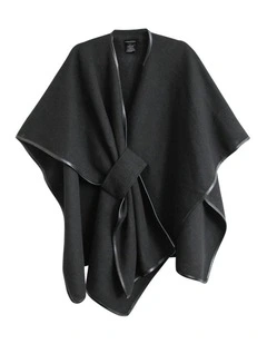 Jane Bias-Edged Poncho in Black
