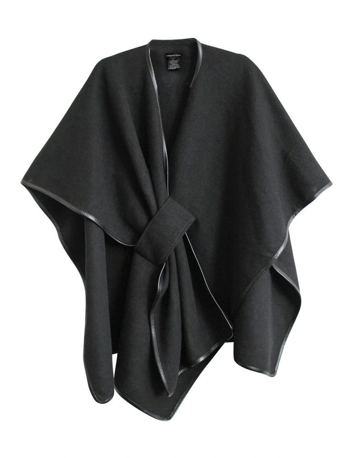 Jane Bias-Edged Poncho in Black image 1