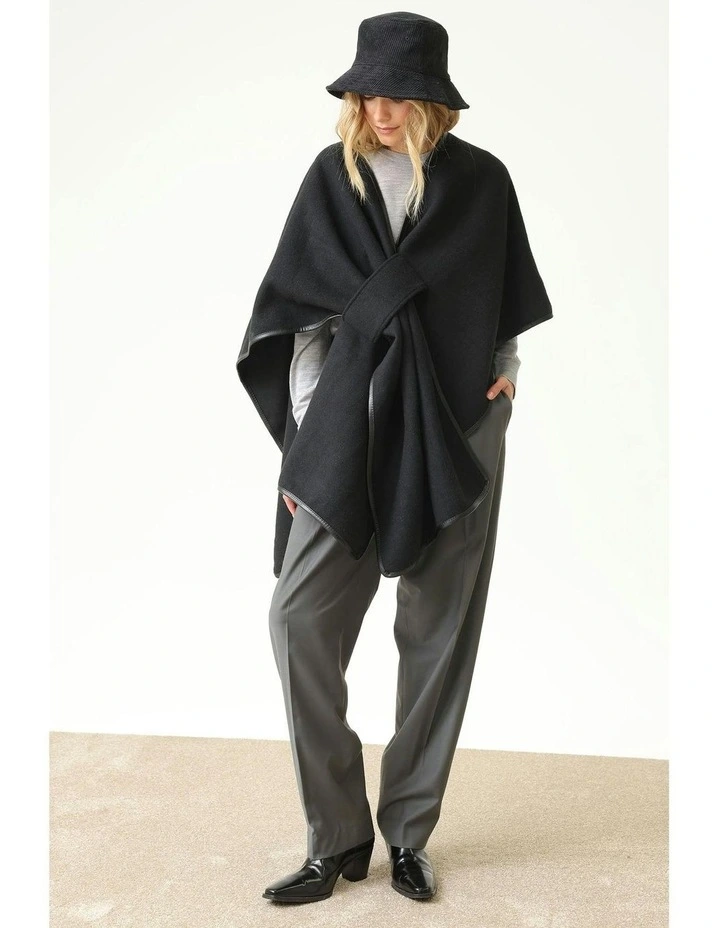 Jane Bias-Edged Poncho in Black image 2