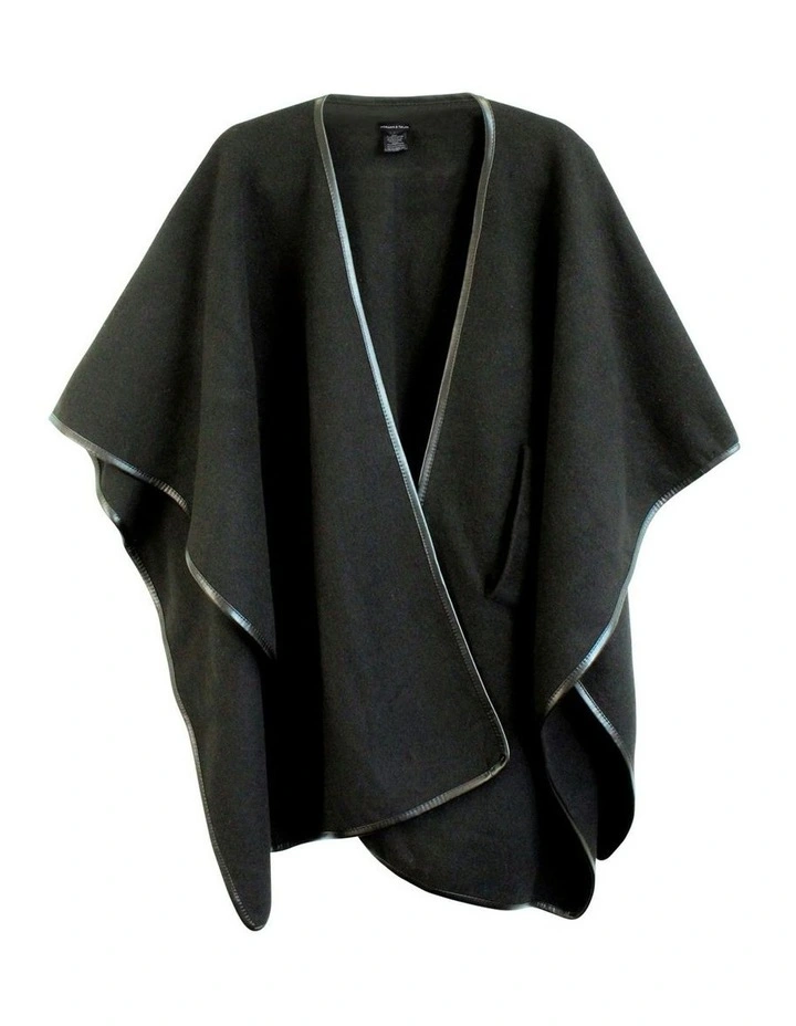 Jane Bias-Edged Poncho in Black image 4