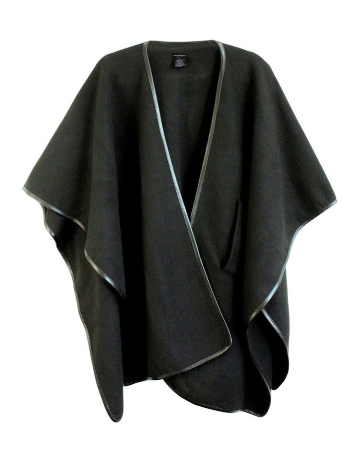 Jane Bias-Edged Poncho in Black image 4