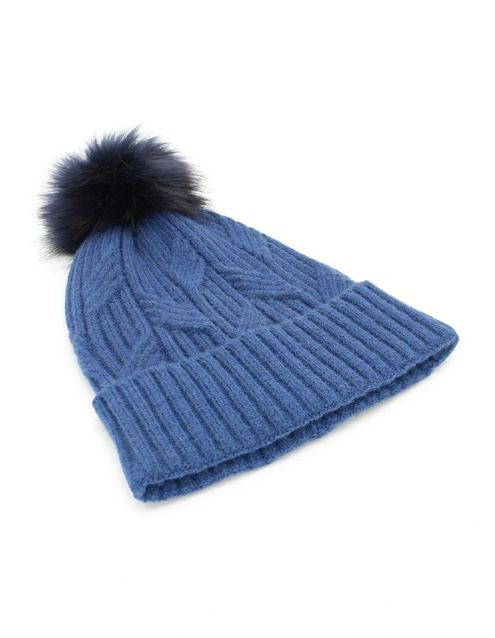 Miranda Cable Knit Beanie in Blue image 2