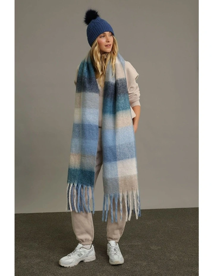 Miranda Cable Knit Beanie in Blue image 3
