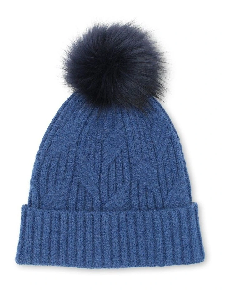 Miranda Cable Knit Beanie in Blue image 4