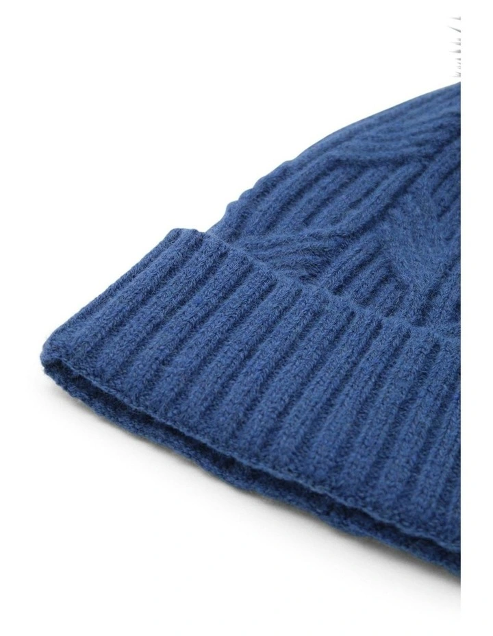 Miranda Cable Knit Beanie in Blue image 5