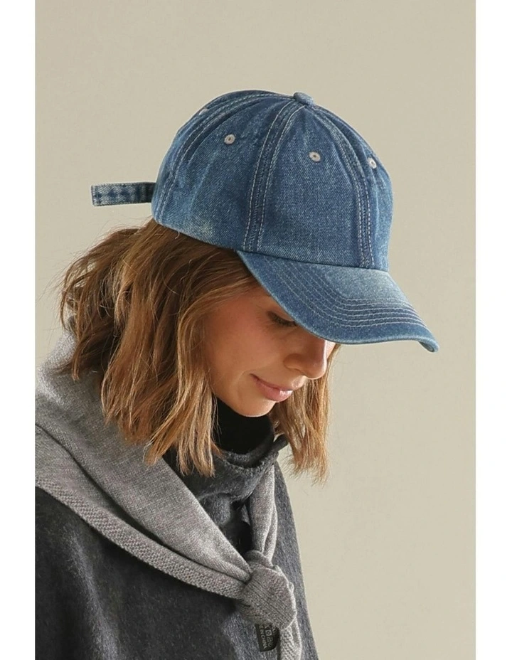Rya Denim Cap in Blue image 3