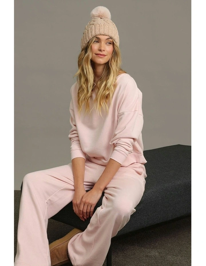 Charlie Cable Knit Beanie in Pink image 3