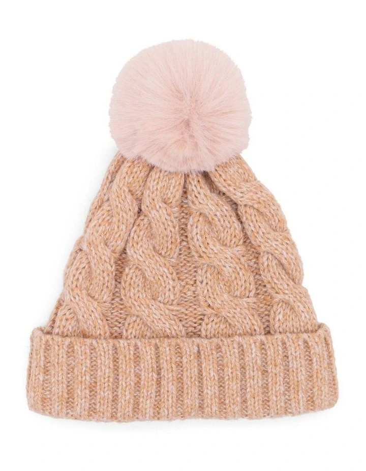 Charlie Cable Knit Beanie in Pink image 4